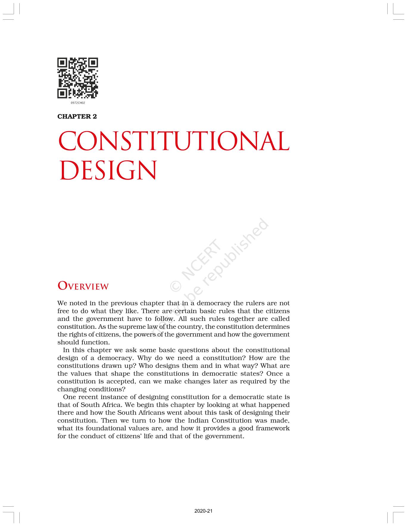 Constitutional Design Ncert Book Of Class 9 Political Science Democratic Politics I 3585